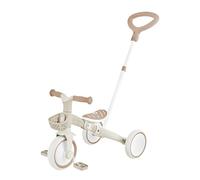 GLOBBER Learning Trike 3 en 1 Plus Eco - Triciclo y rueda para niños de 8/7 pulgadas, sillín TPR regulable en altura, color marrón