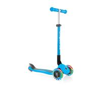 Globber - PRIMO FOLDABLE LIGHTS - Patinete de 3 ruedas plegable e iluminado para niños de 3 a 7 años + , Azul cielo