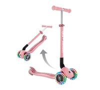 Globber Primo Patinete plegable con ruedas luminosas, sistema de frenado trasero, cubierta reforzada a juego, crece con su hijo, 3-7 años, garantía de 2 años y no requiere pilas