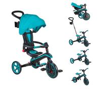 Globber Tricycle Explorer 4 en 1 - Triciclo Plegable y escalable en draisiana para niños de 10 Meses a 5 años - Turquesa