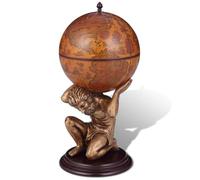 Globe Bar - Soporte para vino, diseño Atlas, 42 x 42 x 85 cm, gabinete de bebidas, diseño de mapa antiguo con soporte para figuras mitológicas, organiza botellas y cristalería, combinación de