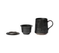 Globe Faith Taza de té de cerámica con infusor y tapa, taza de infusión de cerámica con filtro de cesta, taza de té de cerámica con colador para el hogar y la oficina, aspecto geométrico artístico,