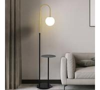 Globe Lámpara de pie moderna Lámpara de pie negra Lámparas de pie ajustables en altura con mesa y base de mármol Lámpara de poste de lectura de pie de metal minimalista para decoración del hogar del
