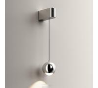 Globe LED Wall Light Fixture Creative Globe Aluminum Wall Sconce with Clear Glass Shade, 3 Color Mode Nordic Retractable Hanging Wire Wall Lamp 5W Contemporary Art Deco Lig