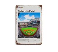 Globe Life Field - Cartel de estaño de metal vintage para pub, club, cafetería, bar, hogar, decoración de pared, póster retro de 20 x 30 cm