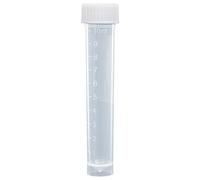 Globe Scientific 10mL Transport Tube, 6102, with Separate White Screw Cap, Polypropylene, Conical Bottom, Self-Standing, Molded Graduations, 1000/Case