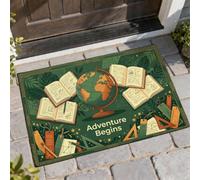 Globe - Tapete de bienvenida para puerta de aventura, libros educativos, estrellas, N/A, verde, antideslizante, para decoración al aire libre, puerta delantera, entrada, patio, 73 x 43 cm