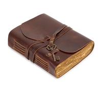 GlobeeCraft Cuaderno Cuero Vintage con Papel de Algodón Hecho a Mano, ideal como Leather Journal, Diario Vintage y Libreta Cuero para Viajes 21x16 cm