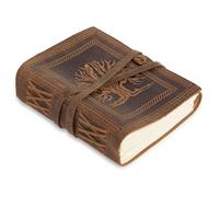 GlobeeCraft Cuaderno Vintage en Cuero con Árbol de la Vida y Papel Artesanal, ideal como Cuaderno Viaje, Diario Personal y Libreta Vintage para escribir notas 20,5x16 cm