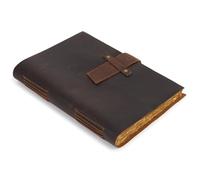 GlobeeCraft Libreta de Cuero Vintage con Cierre y Papel de Algodón Hecho a Mano, Gran Formato ideal para Arte, Diseño, Journal Book y Notas Personales 30x21 cm