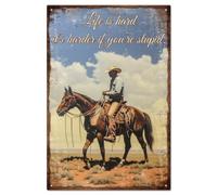 GLOBELEND - Placa de metal vintage con diseño de vaquero del oeste de 8 x 12 pulgadas, para decoración del hogar, bar o cafetería