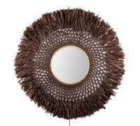 Globen Lighting Lámpara de pared con espejo Boho Ø90 cm marrón