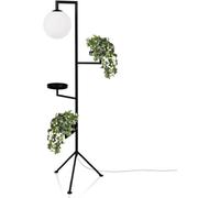 Globen Lighting Lámpara de pie trípode con estantes metal, cristal negro 153cm