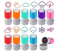 GLOBLELAND 12 Stk Wetterselbstfärbestel Sunnig Regnerisch Profesor Sello Cubierto Nieve Anime Motivationsstempel für Lehrationsstempel für Lehrherstellung DIY Prägen Journaling