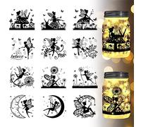 GLOBLELAND 12 Unids Silueta de Elfo Pegatinas de Ventana Plástico Cuento de Hadas Silueta Pegatinas de Pared Lámpara Se Aferra Calcomanías Decoraciones Decoración del