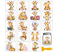 GLOBLELAND 18 hojas de 9 x 10 cm lindas jirafas ralladoras flores globos aerostáticos pegatinas de transferencia acuarela animales libro tazas pegatinas para muebles jarrones botellas de cristal