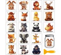 GLOBLELAND 18 Hojas de Adhesivos de Transferencia de Animales Enfadados de 3.9x3.6 pulgadas Pegatinas de Animales Coloridos Transferencia para Frotar para Muebles, Vasos, Vidrio, Artesanía
