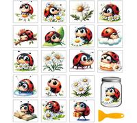 GLOBLELAND 18 hojas de calcomanías de mariquitas de colores UV DTF taza de transferencia adhesiva 3.9x3.6 pulgadas calcomanías de transferencia DTF de flores de gran formato para tazas de vidrio