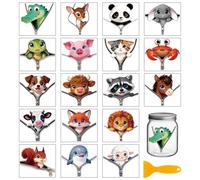 GLOBLELAND 18 hojas de pegatinas 3D con cremallera con motivos de animales para decoración de tazas y otras creaciones. Impermeables. Estas pegatinas divertidas de 3,9 x 3,6 pulgadas