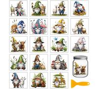 GLOBLELAND 18 hojas de pegatinas de transferencia de gnomos vintage para manualidades de 3.9 x 3.6 pulgadas, jirafas, flamencos, UV, DTF, calcomanías de transferencia de animales, enanos, calcomanías