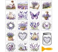 GLOBLELAND 18 hojas de pegatinas de transferencia de retro lavanda 3,9 x 3,6 pulgadas flores coloridas florero mariposa pegatinas para taza de gato transferencia a frotar para muebles, florero de