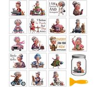 GLOBLELAND 18 hojas de pegatinas de transferencia "Work Oma" 3,9 x 3,6 pulgadas, coloridas, divertidas, antiguas, pegatinas de transferencia para mujeres, personaje para frotar para pegatinas de tazas