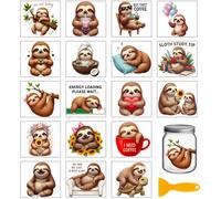 GLOBLELAND 18 hojas de pegatinas perezosas divertidas para la decoración de vasos y muebles. Impermeables Estas pegatinas de 3,9 x 3,6 pulgadas representan a lindos animales