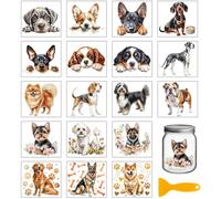 GLOBLELAND 18 Hojas Pegatinas de Fricción Perro Lindo Cachorro 3.9x3.6 Pulgadas Calcomanías Transferibles Coloridas para Muebles Jarrón Vidrio Manualidades Arte Decoración