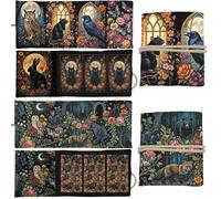 GLOBLELAND 2 bolsas de cartas de tarot de animales góticos, flores, gato negro, búho, ratón, poliéster, bolsa de almacenamiento para cartas de juego, suministros para principiantes y amantes de la