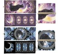 GLOBLELAND 2 piezas mágicas fases lunares titular de cartas de tarot gato poliéster bolsa de almacenamiento de joyas de lona animal bolsa con cordón accesorios para cartas y tarots