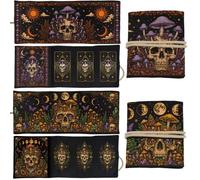 GLOBLELAND 2 soportes para cartas de tarot de calavera de hongo, bolsa de poliéster para cartas de tarot, esqueleto mágico adivinación, gran bolsa de almacenamiento, accesorios para jugar a las cartas