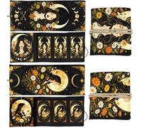 GLOBLELAND 2 soportes para cartas de tarot de la diosa de la luna, flores, mujer, poliéster, bolsa de cartas de tarot, adivinación mágica, bolsa de almacenamiento grande, accesorios para jugar a las