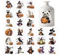 GLOBLELAND 25 hojas de pegatinas coloridas para Halloween con animales Calabazas Vintage adhesivo de plástico sombreros mágicos pegatinas para lámparas de ventana tazas jarrones