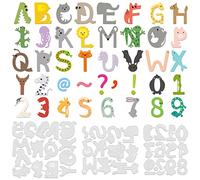 GLOBLELAND 3 Unidades de 40 Piezas de Animales Letras números Troqueles de Corte de Metal Animales alfabetos, Troqueles en Relieve, Plantillas para Hacer Tarjetas de Papel,
