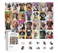 GLOBLELAND 300 Pieza de Rompecabezas de Madera Atlas de 28 Perros para Adultos de 11.22x15.16 Pulgadas Coloridos Cachorros para Regalos de Cumpleaños Y Vacaciones.