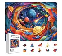 GLOBLELAND 300 Rompecabezas de Madera 3D con Diseño de Universo Visual para Adultos de 11.22x15.16 Pulgadas con Planetas Coloridos Ideal para Cumpleaños Y Aniversarios.