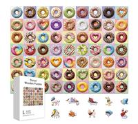 GLOBLELAND 300 rompecabezas de madera Atlas de 63 donas para niños pequeños que aprenden 11.2 x 15.25 pulgadas, rompecabezas de madera de donas de postre coloridos, regalos de cumpleaños para el