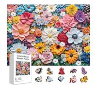 GLOBLELAND 300 Rompecabezas de Madera con Flores de Colores para Adultos de 1122x1516 Pulgadas Ideal para Navidad Halloween Y Cumpleaños