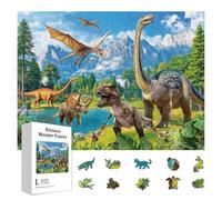 GLOBLELAND 300 Rompecabezas de Madera de Dinosaurio para Adultos de 11.22x15.16 Pulgadas Coloridos Rompecabezas de Jurassic World de Madera para Fiestas Y Cumpleaños.