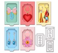 GLOBLELAND 3D Pendientes Exhibición Tarjetas Caja Troqueles de Corte para Hacer Tarjetas Collar Llavero Tarjeta Metal Troqueles Plantilla DIY Scrapbooking Pequeñas Empresas Pulsera Embalaje Artesanía