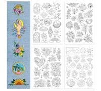 GLOBLELAND 4 hojas de 70 piezas de flores solubles en agua, estabilizadores de costura a mano, diseño celestial de palo y puntada, diseños de bordado para tela, bordado, práctica, patrones de bordado,