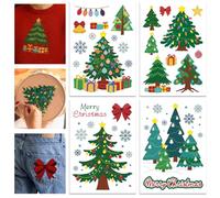 GLOBLELAND 4 Hojas Estabilizadores Solubles en Agua con Árboles Navideños Coloridos para Práctica de Costura Manual Decoraciones Navideñas Adhesivos para Bordado para Principiantes