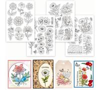 GLOBLELAND 4 hojas sello de flores para scrapbooking margaritas hadas sello de silicona Wallflowers lirio transparente set de sellos para hacer tarjetas DIY repujado diario