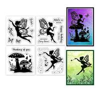 GLOBLELAND 4 mini sellos transparentes de hadas para álbumes de recortes, elfos, mini sellos transparentes de silicona para hacer tarjetas, álbumes de fotos, diario, decoración del hogar