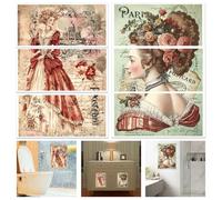 GLOBLELAND 6 hojas vintage Victoria Lady para transferencia de muebles, 6 x 12 pulgadas, flores románticas, calcomanías autoadhesivas UV para decoración de dormitorio, sala de estar, escritorio, mesa