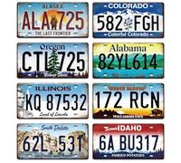 GLOBLELAND 8 piezas de placa de matrícula vintage 30x15 cm, placas de metal vintage con famosos motivos paisajísticos, decoración retro de pared para guarida de hombres, bar, pub, café, hogar