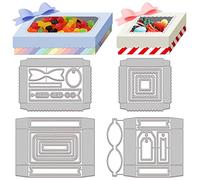 GLOBLELAND Caja de regalo 3D con ventana, plantillas de troquelado de metal, marco de caja de dulces 3D, plantillas de troquelado, plantilla de repujado para papel