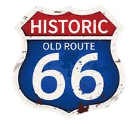 GLOBLELAND Cartel de chapa de metal con escudo vintage de Route 66, póster retro personalizado para pared, letreros decorativos de hojalata de 12 x 12 pulgadas para decoración del hogar, cocina, bar,