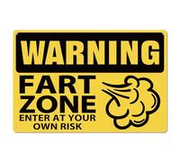GLOBLELAND Cartel de metal con inscripción en inglés "Warning Fart Zone Enter At Your Own Risk", cartel de metal vintage, 30 cm x 20 cm, divertida decoración de pared, para el hogar,