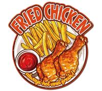 GLOBLELAND Cartel de metal vintage con texto en inglés "Fried Chicken Always Hot And Fresh" (pollo frito siempre caliente y fresco) con texto en inglés "Fried Chicken Always Hot And Fresh", placa de